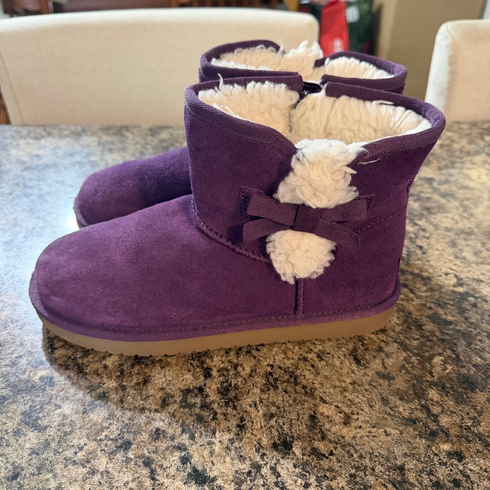 Koolaburra by UGG Kids Victoria Purple Suede Bow Boots 1117810 Size 4